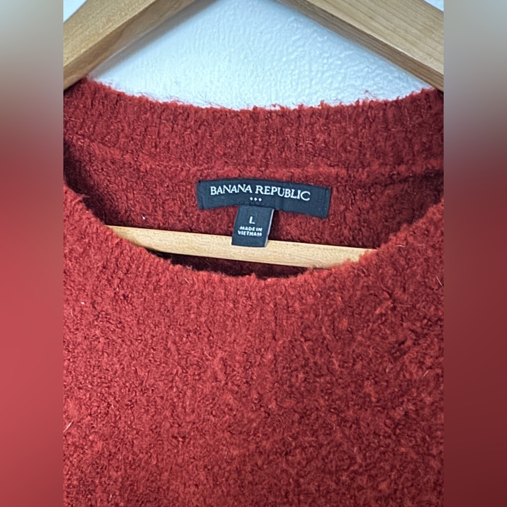 Boucle Pullover Sweater Rust Red - image 4
